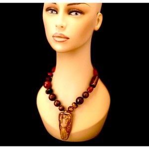Pellini Necklace Signed Brutalist Acrylic Gold Copper Mixed Metals 80’s